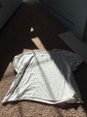Free People White Short Sleeve Boxy Tee